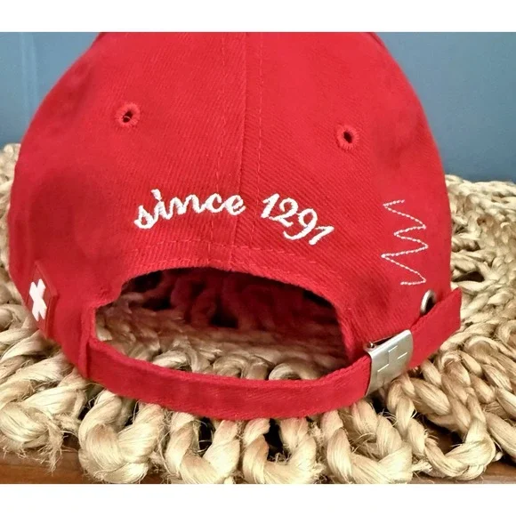 Switzerland Embroidered Red Adjustable Hat Splash Arts 100% Cotton - Picture 5 of 10